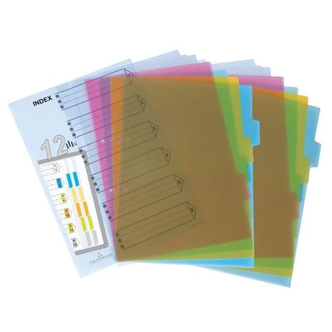 Chia file nhựa 12 Plus 85-V02 - Bìa phân trang 12 lá