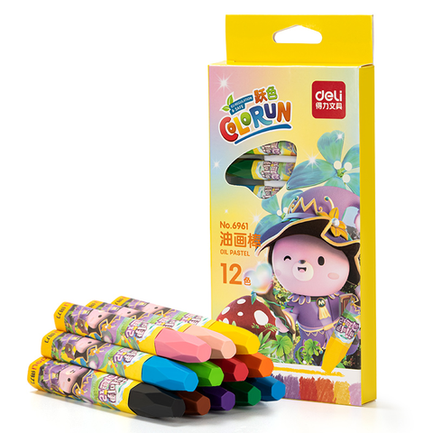 Bút sáp màu dầu 12 màu Deli 6961 (Sáp dầu)