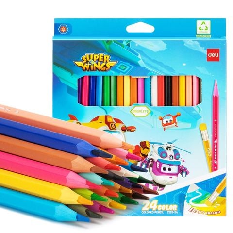 Bút chì màu 24 màu Deli EC126-24 - Họa tiết Super Wings