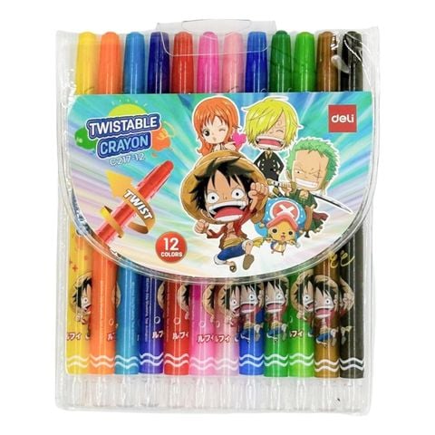 Bút sáp vặn dài 12 màu Deli EC217-12 - Họa tiết One Piece