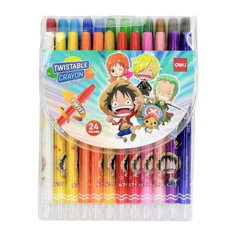 Bút sáp vặn dài 24 màu Deli EC217-24 - Họa tiết One Piece