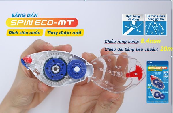Băng keo dán 2 mặt Spin Eco PLUS 120-V009 - độ dính cao, có ruột