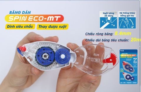 Băng keo dán 2 mặt Spin Eco PLUS 120-V009 - độ dính cao, có ruột thay thế