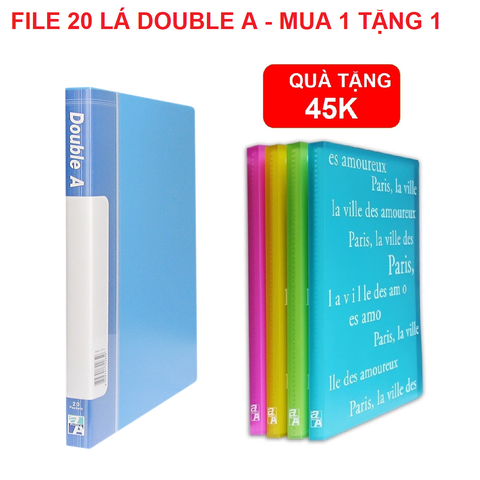 [Chính Hãng] File 20 lá Double A màu xanh - Mua 1 tặng 1