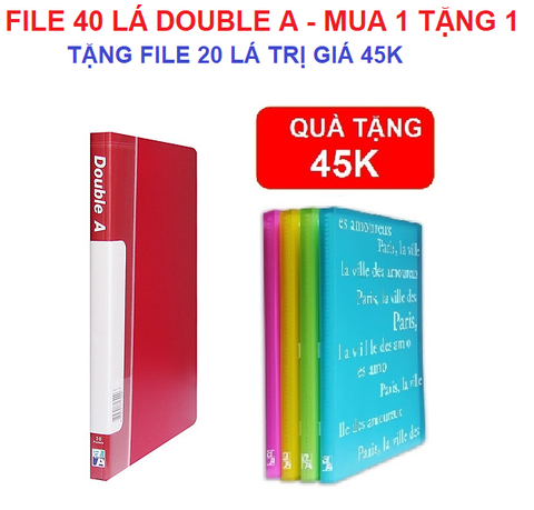 [Chính Hãng] File 40 lá Double A màu đỏ - Mua 1 tặng 1