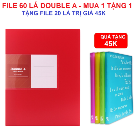 [MUA 1 TẶNG 1] File 60 lá cao cấp Double A màu đỏ