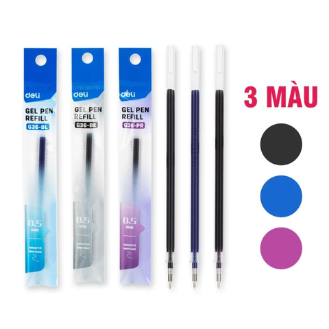 [GIÁ RẺ] Ruột bút gel Deli G36-PR nét 0.5mm dài 13cm - Mực tím, xanh - Lắp vừa bút Deli, Thiên Long, M&G ...