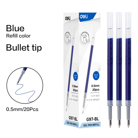 Ruột bút gel Deli EG97 nét 0.5mm - Mực xanh, dùng thay thế bút A575/A057B/A623/S101/G057, M&G...