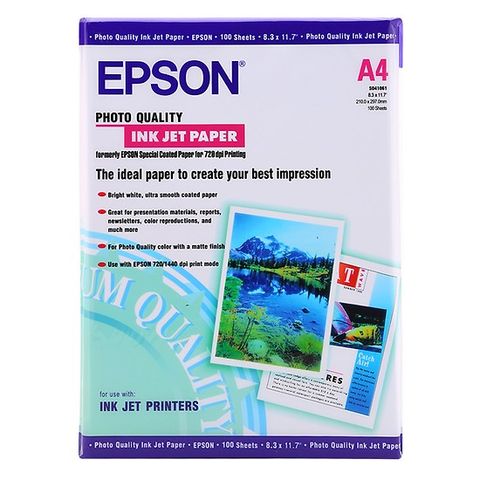 Giấy in màu Epson Định lượng 130gsm - Khổ A4: 210x297mm - 100 tờ/tập