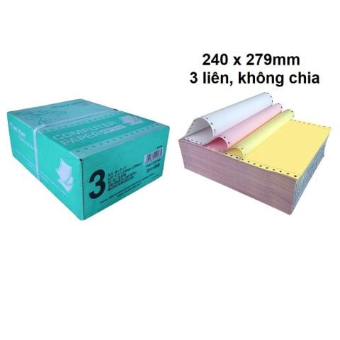 [SIÊU RẺ] Giấy in liên tục 3 liên 240x279mm không chia A4 - 1500 sheets (500 sets)