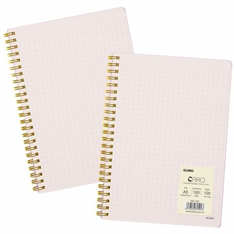 Sổ Dash Caro (6x6)mm lò xo kép bìa nhựa 2 mặt khổ A5 Klong 120 trang 592 - Định lượng 100gsm