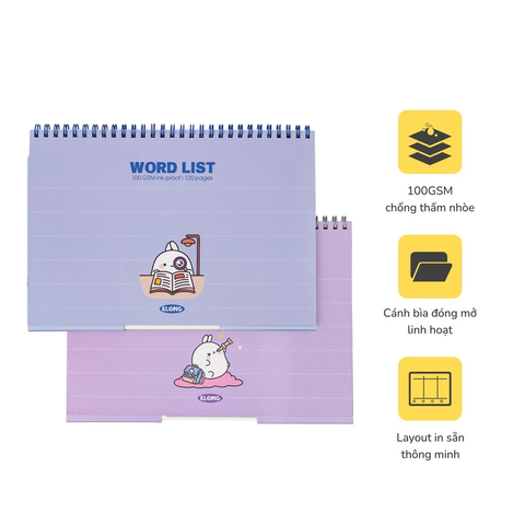 Sổ học từ vựng Word List khổ B5 KLONG 120 trang 917 - Định lượng 100gsm - Kích thước 175x250mm