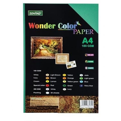 Bìa Ganh Zentino A4 10 Tờ ĐL180gsm - Màu GREEN