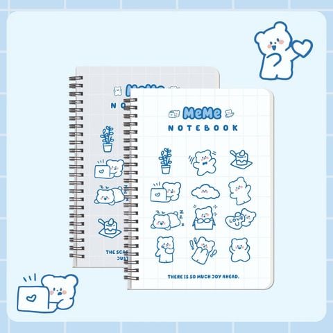 Sổ lò xo A5 Hải Tiến 160 trang MEME 8502 - Kích thước 150 x 210 mm, Định lượng 100gsm - DÒNG KẺ CARO