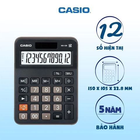 [CHÍNH HÃNG DO BITEX PP] Máy tính Casio MX-12B hiển thị 12 số - Tặng file 20 lá Double A