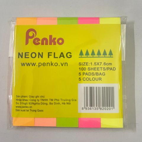 Giấy nhớ 5 màu giấy PENKO - Kích thước 1.5 x 7.6cm