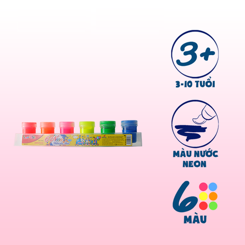 Màu nước 6 màu Neon Smartkids SK-WA1004