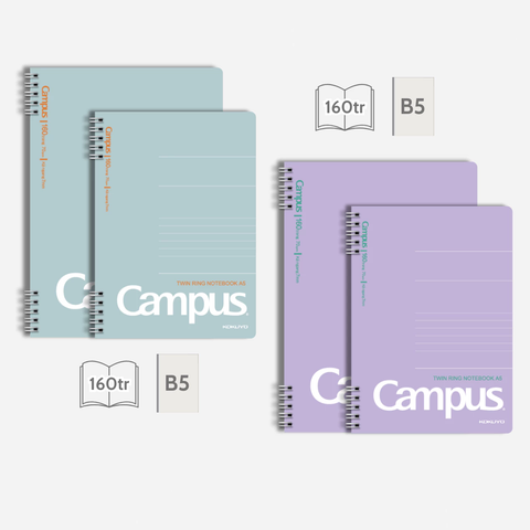 Sổ lò xo B5 Campus KUSUMI 2 đầu 160 trang - Dòng kẻ ngang - Định lượng 70gsm, kích thước 179x252mm