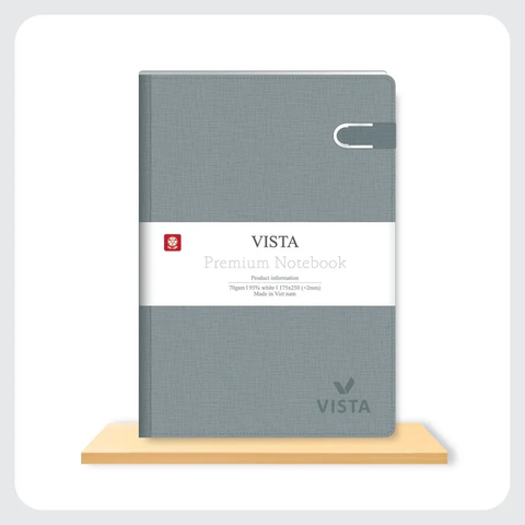 Sổ bìa da cao cấp VISTA 5 khuy bấm nam châm 200 trang 8441 - Kích thước: 135x195mm