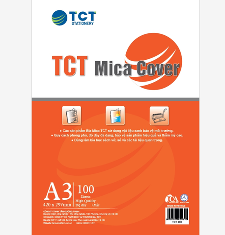 Bìa mica A3 TCT038 - loại trung, độ dày 125 MIC (Đóng gói: 100 tờ/tập)