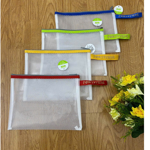 Túi kéo khóa A5-11 Kích thước 24.5x18.5cm - Túi lưới đựng bút, mỹ phẩm, đồ cá nhân ...