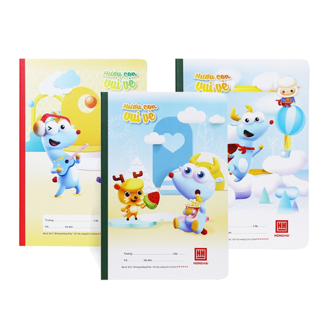 Vở 4 ô ly Hồng Hà 80 trang Huơu con vui vẻ 0515 - Giấy định lượng 100gsm - Mua 5 quyển tặng 01 bút chì