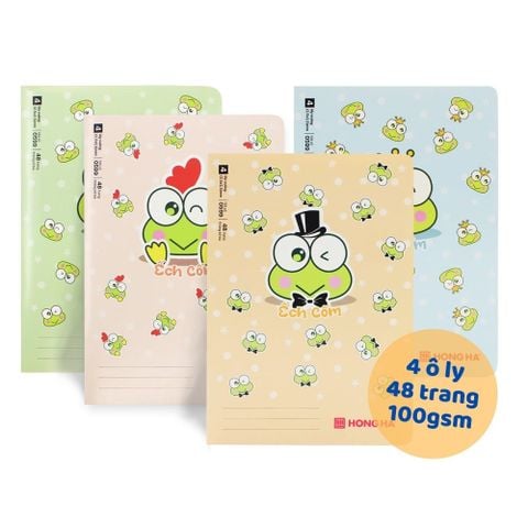 [MẪU MỚI 2024] Vở 4 ô ly Hồng Hà 48 trang ẾCH CỐM 0599 - Định lượng 100gsm, Giấy trắng tự nhiên chống lóa, mỏi mắt - Mua 10 tặng 1 bút chì