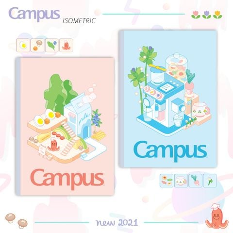 Vở kẻ ngang có chấm Campus ISOMETRIC 80 trang - Mua 10 quyển tặng bút bi