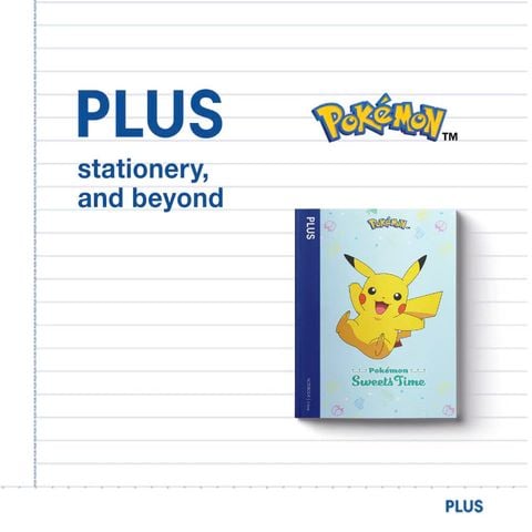 Vở kẻ ngang PLUS Pokemon 120 trang - Định lượng 70gsm, kích thước 176x250mm - Giấy chống lóa