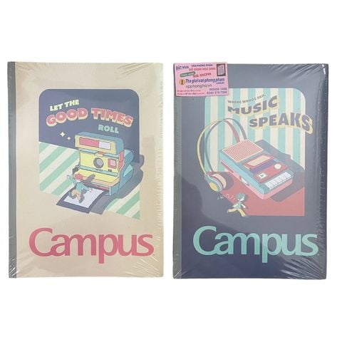 [MẪU MỚI 2023]  Vở campus RETRO 200 trang dòng kẻ ngang có chấm - Mua 5 quyển tặng bút nhớ dòng