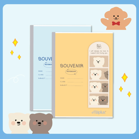Vở kẻ ngang Haplus 200 trang Souvenir 5761 - Định lượng 60gsm - Mua 5 quyển tặng 01 bút bi