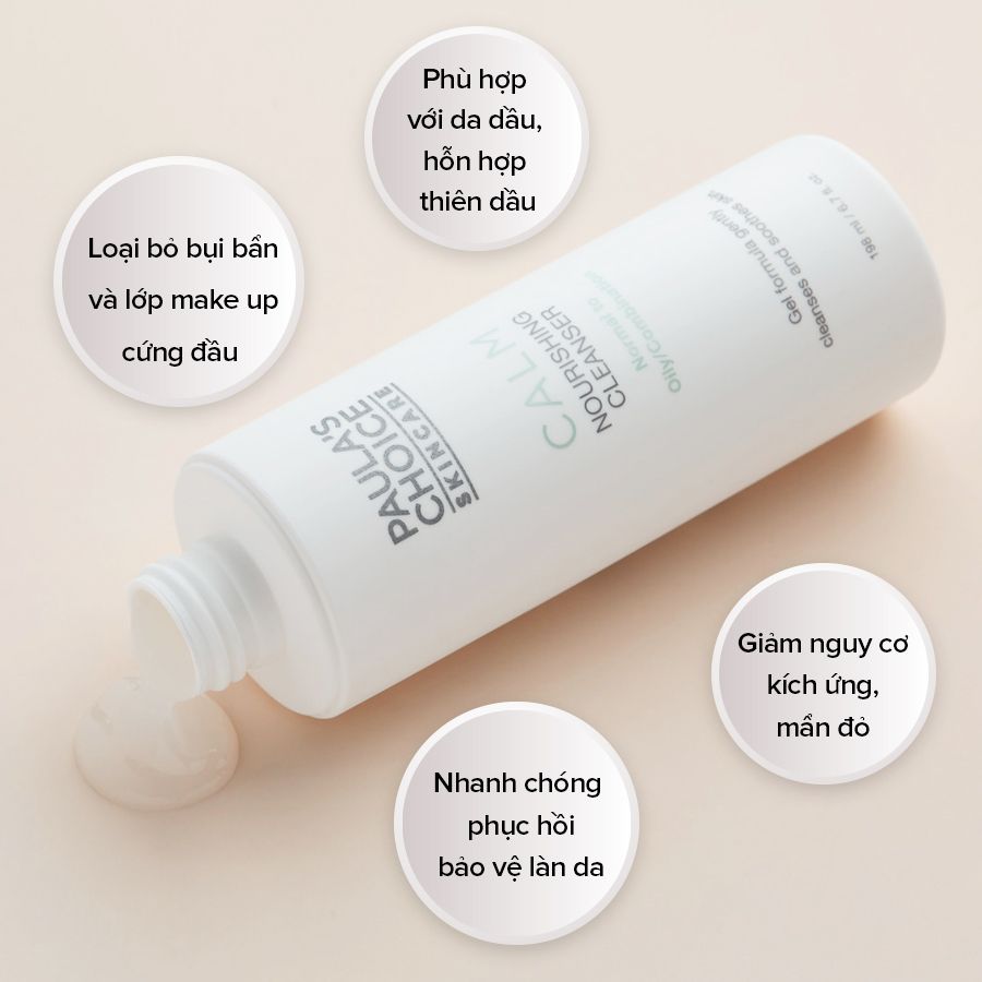  Sữa rửa mặt dịu nhẹ cho da dầu nhạy cảm - Paula's Choice CALM Redness Relief Cleanser For Normal to Oily Skin (198ml) 