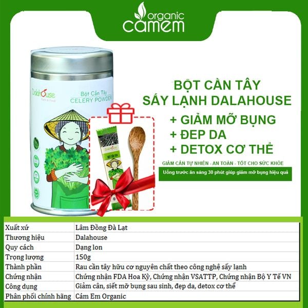  BỘT CẦN TÂY DALAHOUSE GIẢM CÂN SAU SINH SIẾT MỠ BỤNG ĐẸP DA SẠCH MỤN DETOX CƠ THỂ - CT150G 