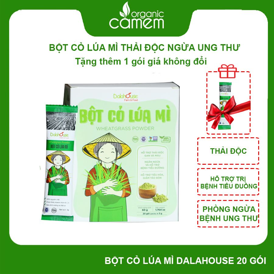  Bột CỎ LÚA MÌ dalahouse bổ sung diệp lục hỗ trợ tiêu hóa  giảm cân thải độc detox cơ thể  - 60g 