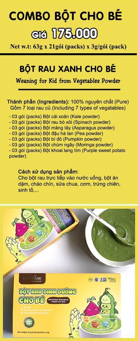  Bột rau cho bé ăn dặm Dalahouse - combo 21 gói với các rau ăn dặm từ chuyên gia dinh dưỡng 