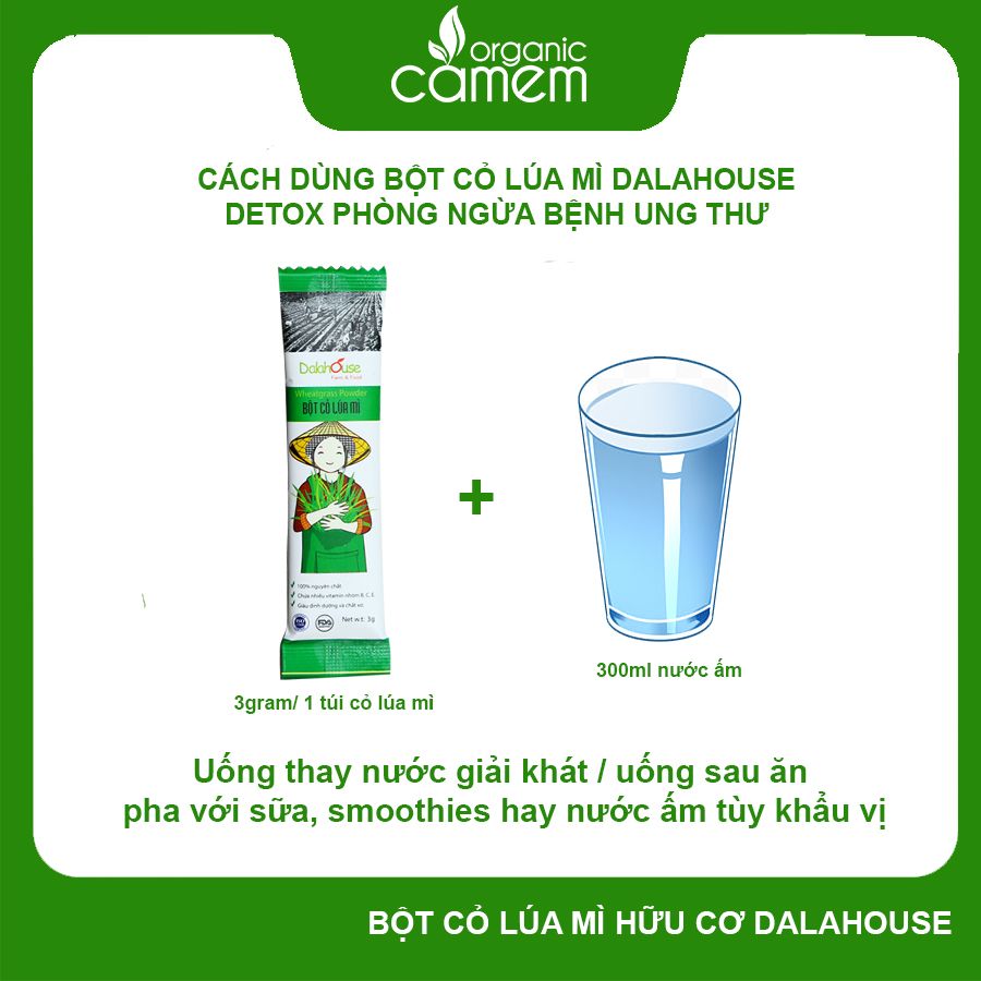  Bột CỎ LÚA MÌ dalahouse bổ sung diệp lục hỗ trợ tiêu hóa  giảm cân thải độc detox cơ thể  - 60g 