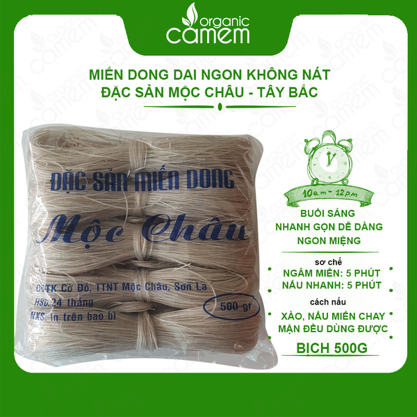  Miến Dong Ngon Mộc Châu - Không Tẩy Trắng - Thơm Ngon dai mềm- Không bị nát - Đặc sản Tây Bắc  - Bịch 500g 