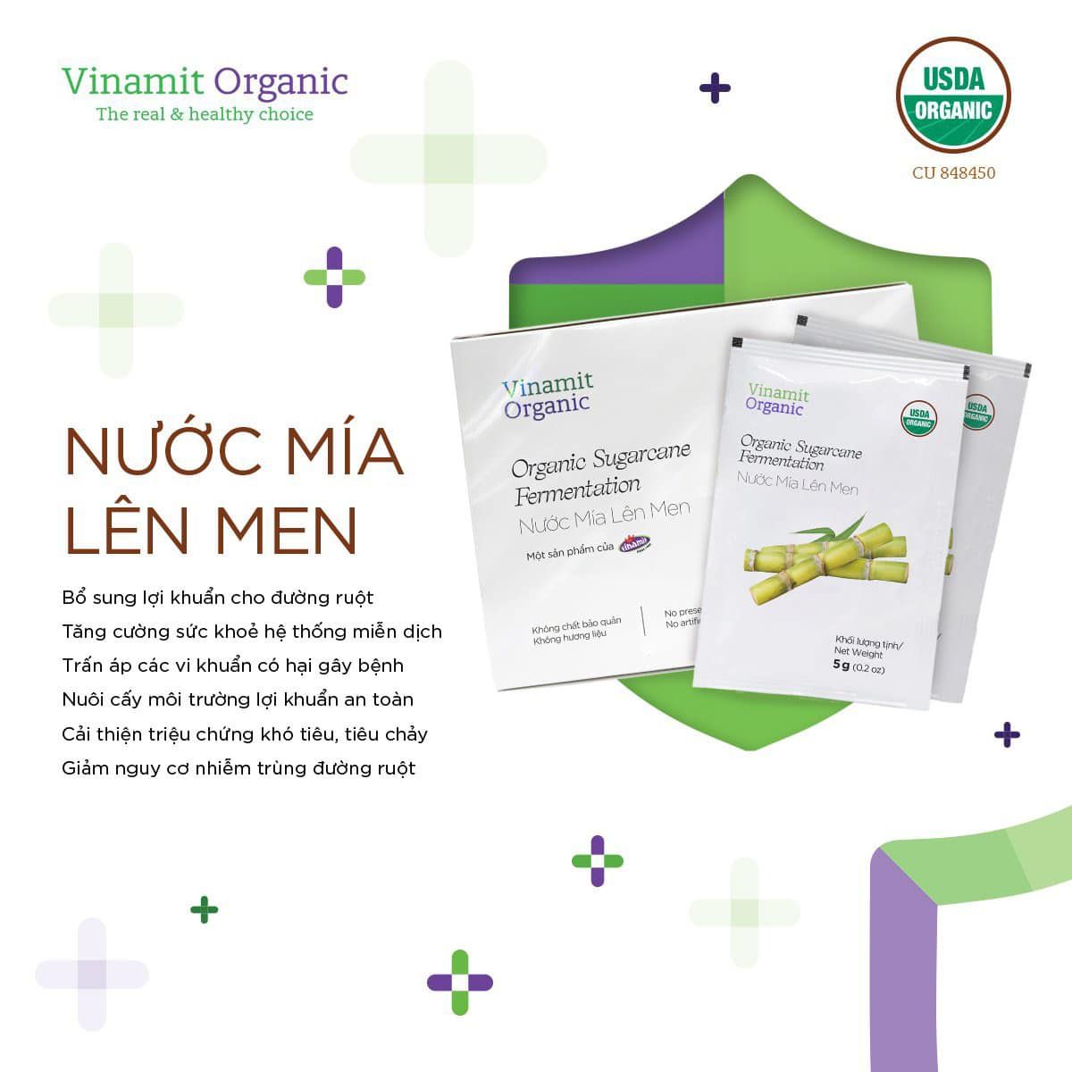  Nước Mía Lên Men Vinamit- Bổ sung lợi khuẩn cho đường ruột - ngăn ngừa táo bón - Túi 500g 