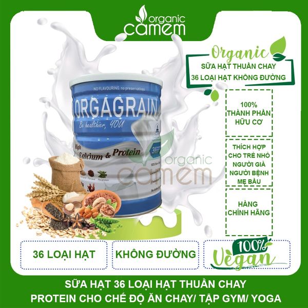  Sữa hạt thuần chay Orgagrain - SỮA HẠT cho người ăn Chay - Sữa 36 loại hạt cao cấp - Lon 900g 