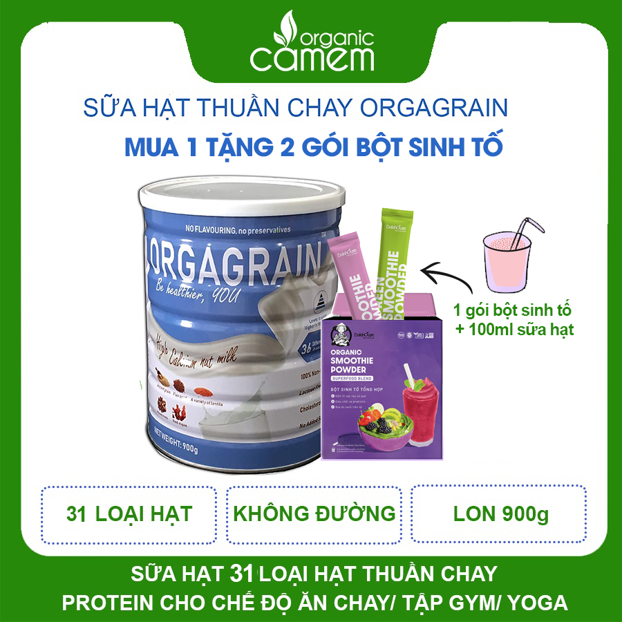  Sữa hạt thuần chay Orgagrain - SỮA HẠT cho người ăn Chay - Sữa 36 loại hạt cao cấp - Lon 900g 