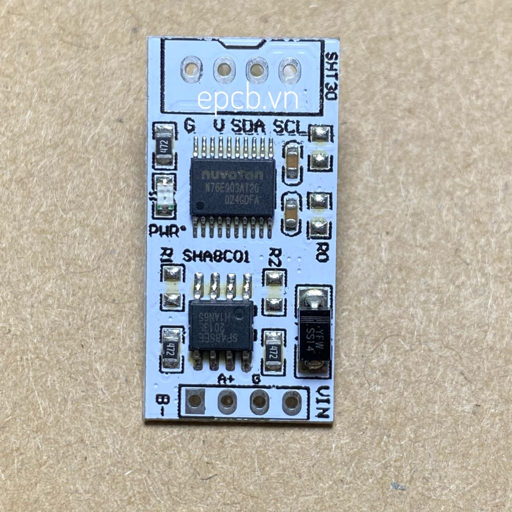 Mạch đọc cảm biến SHT30, SHT31, SHT35 sử dụng RS485 Modbus RTU (SHA8C01)