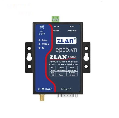 ZLAN8305LN -  Bộ chuyển đổi DTU RS485/232 sang 4G LTE hỗ trợ P2P&N2N