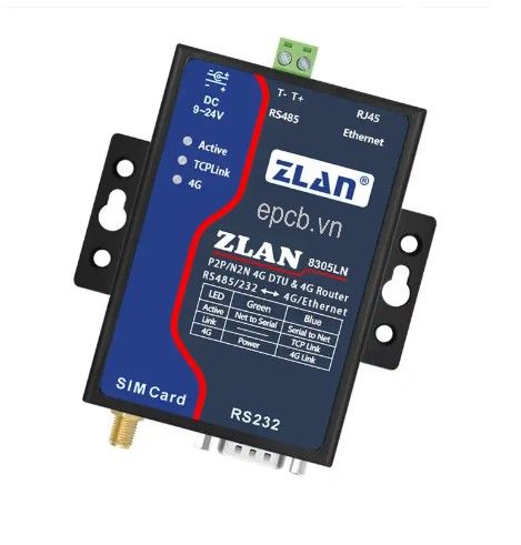 ZLAN8305LN -  Bộ chuyển đổi DTU RS485/232 sang 4G LTE hỗ trợ P2P&N2N