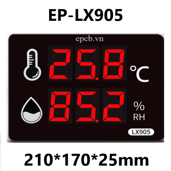  Đồng hồ đo nhiệt độ, độ ẩm LED EP-LX905 - Hỗ trợ RS485 và Còi đèn 