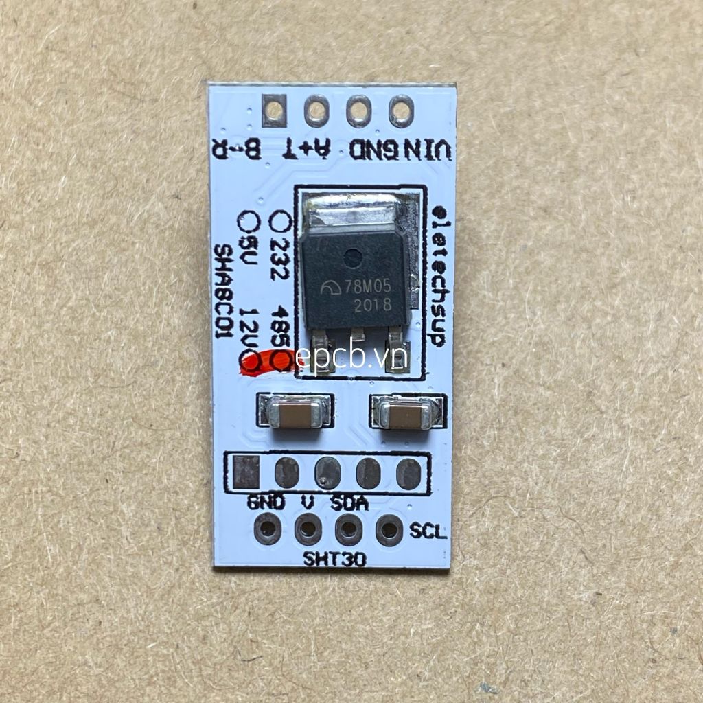 Mạch đọc cảm biến SHT30, SHT31, SHT35 sử dụng RS485 Modbus RTU (SHA8C01)