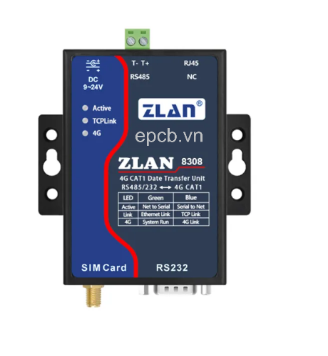 ZLAN8308 - Bộ chuyển đổi tín hiệu RS485/232 sang 4G