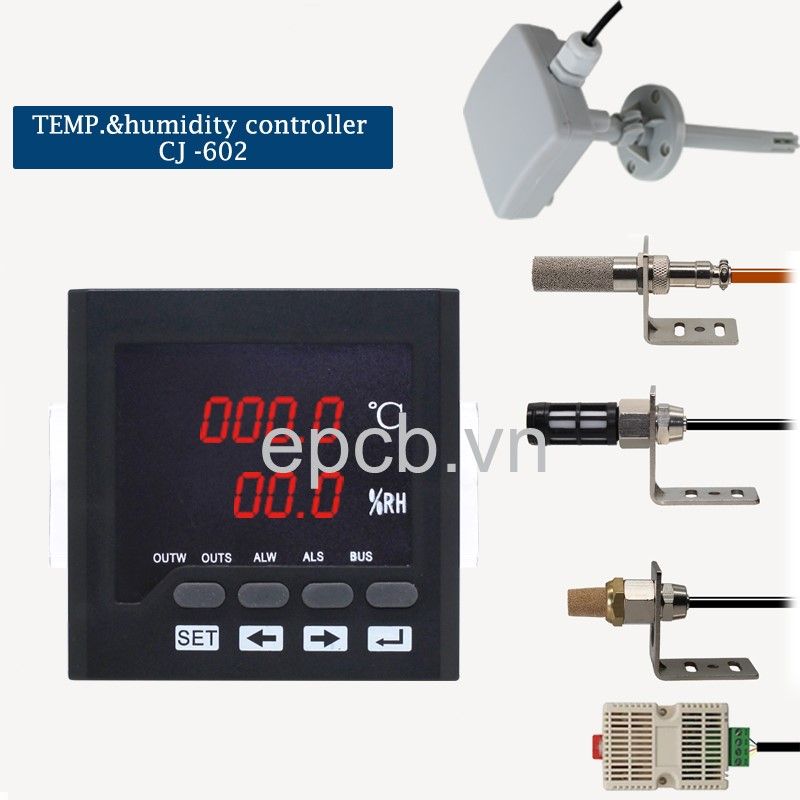 Cảm biến và bộ điều khiển nhiệt độ, độ ẩm giao tiếp công nghiệp CJ-602