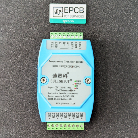 Module chuyển đổi cảm biến nhiệt độ NTC 10k 8 kênh sang RS485 ADAN8003