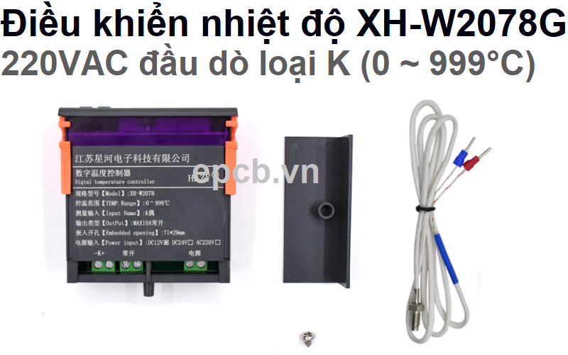 Bộ điều khiển nhiệt độ 0 ~ 999°C hiển thị led 7 đoạn XH-W2078