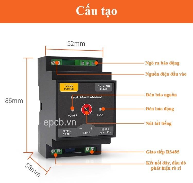 Bộ điều khiển phát hiện, cảnh báo rò rỉ nước ES-WDC-03 Water Leak ( Relay + RS485 )